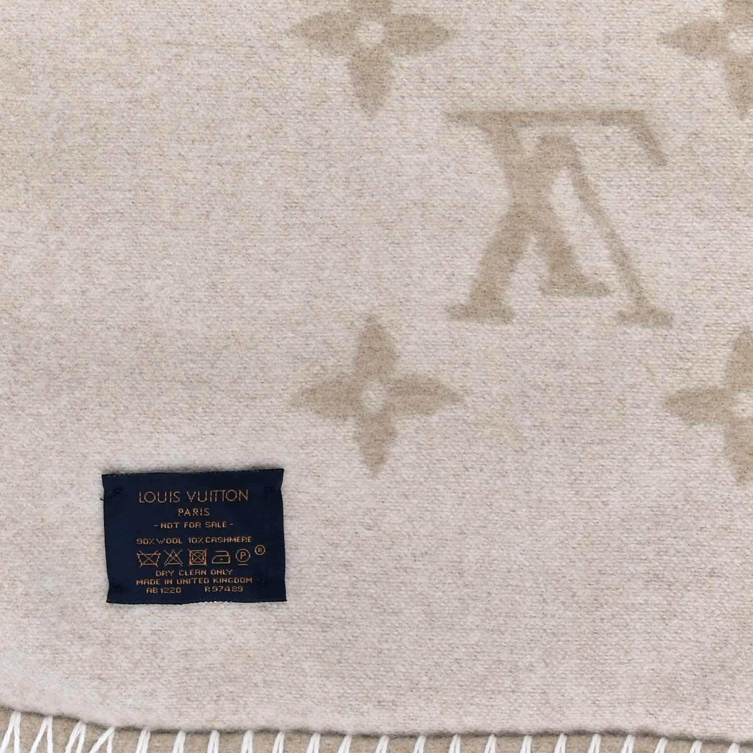 Louis Vuitton Wool Cashmere Neo Monogram Blanket Beige 3 of 3