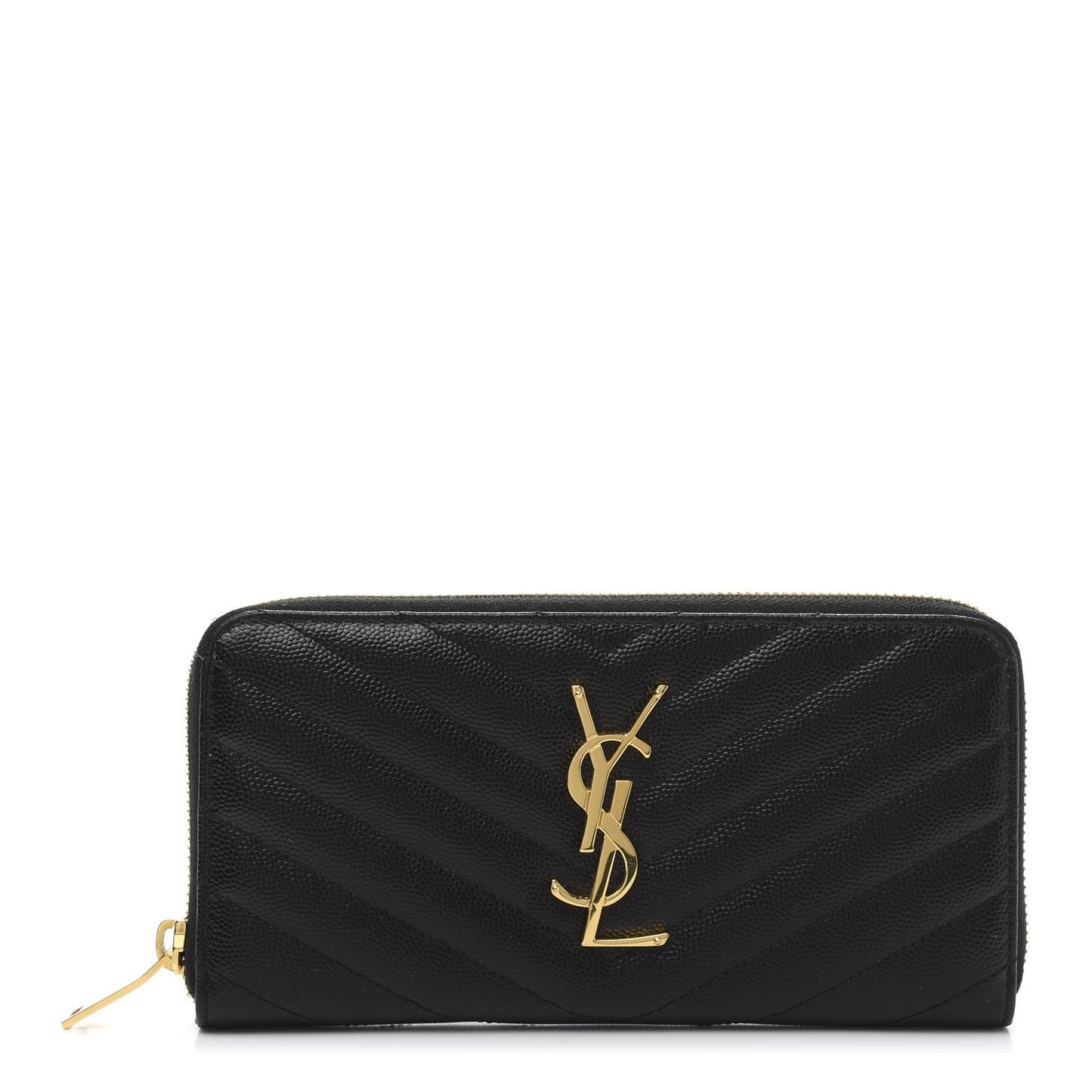 Grain De Poudre Matelasse Chevron Monogram Zip Around Wallet Black