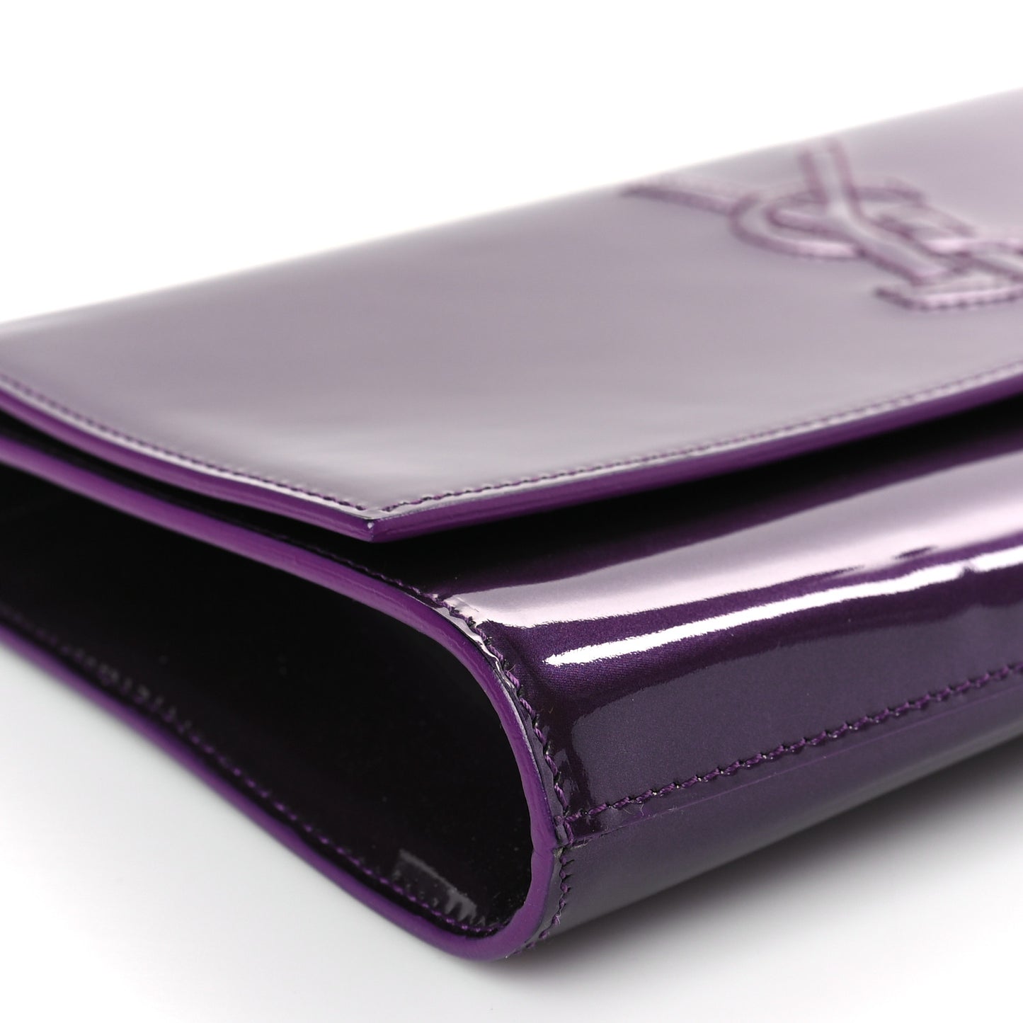 Patent Calfskin Monogram Large Belle De Jour Clutch Purple