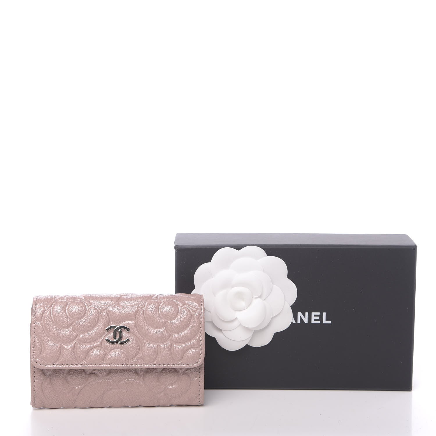 Chanel Goatskin Camellia Embossed Card Holder Wallet Light Pink 9 of 9
