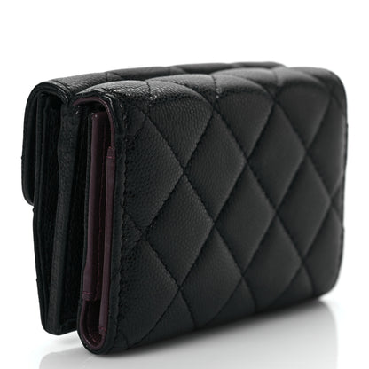 Chanel Caviar Quilted Tri-Fold Flap Wallet Black 3 of 7