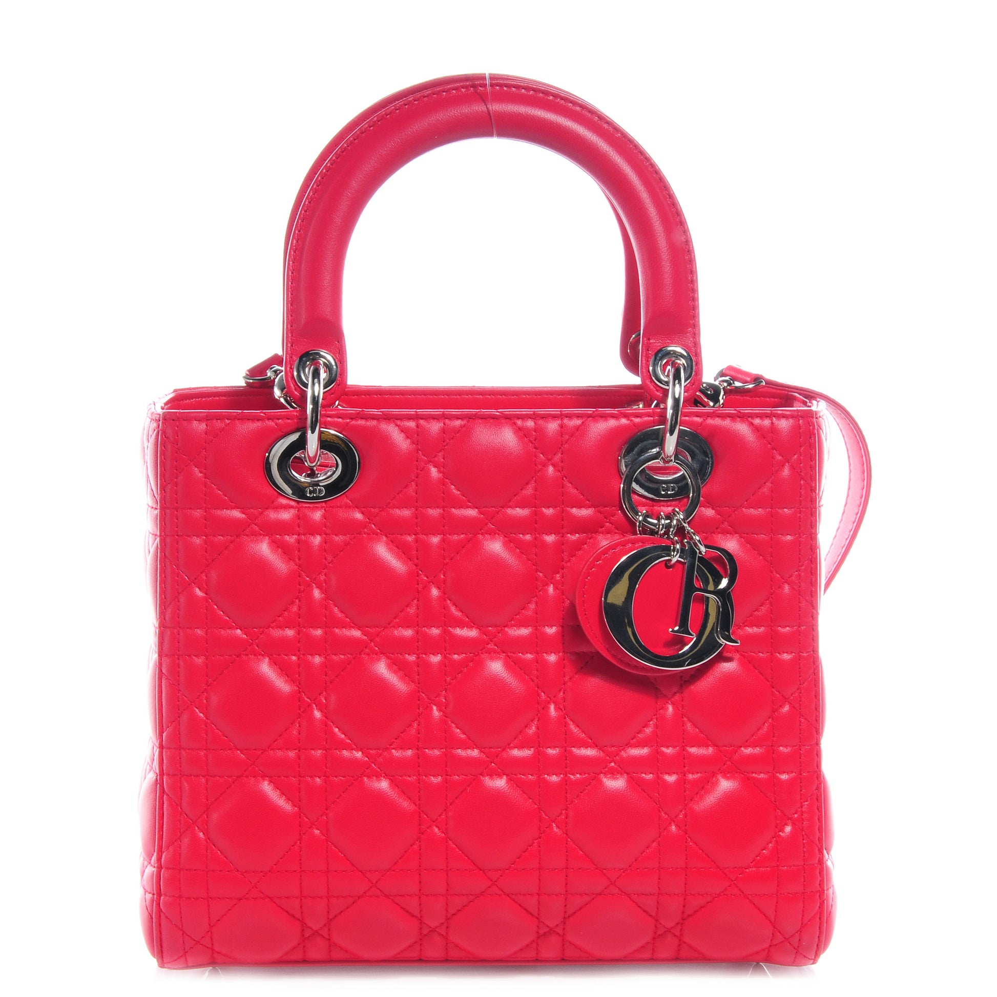 Christian Dior Lambskin Cannage Medium Lady Dior Hot Pink 1 of 7