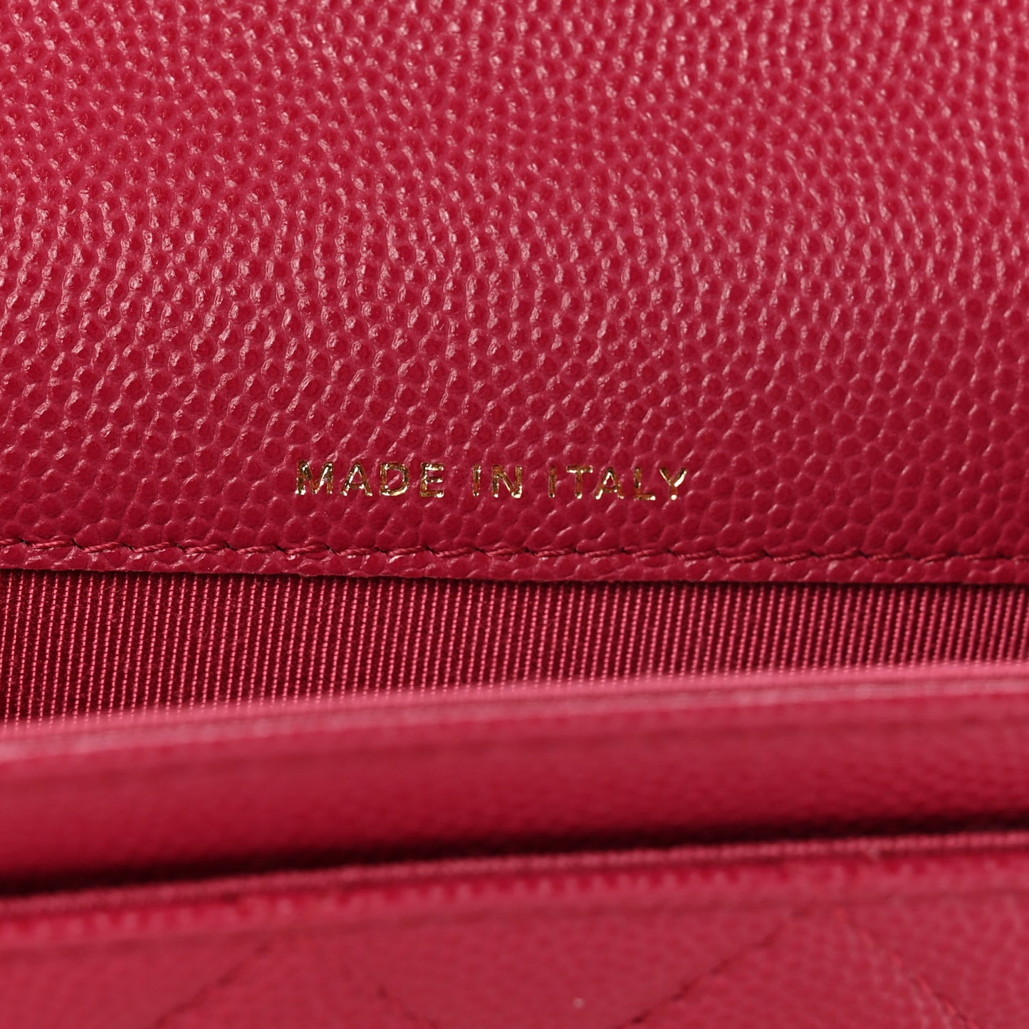 Caviar Quilted Flap Card Holder Wallet Dark Pink