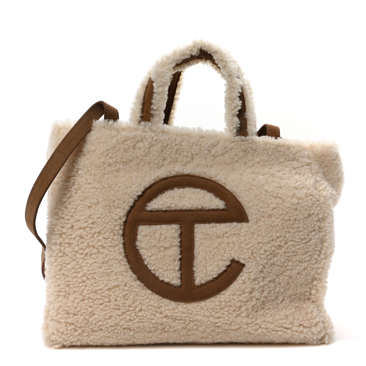 Telfar X UGG Suede Shearling Medium Shopping Bag Natural 1 of 10