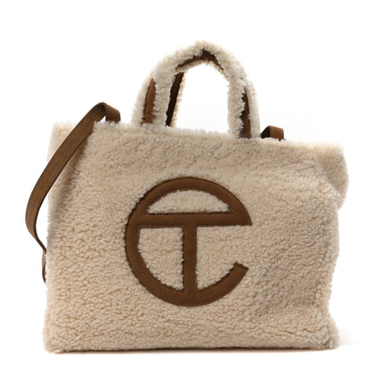 Telfar X UGG Suede Shearling Medium Shopping Bag Natural 1 of 10