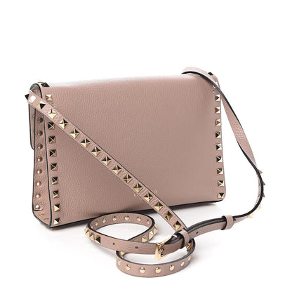 Valentino Garavani Pebbled Calfskin Medium Rockstud Flip Lock Crossbody Bag Poudre 3 of 9