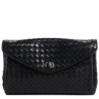 Bottega Veneta Ayers Intrecciato Karung Clutch Black 1 of 8