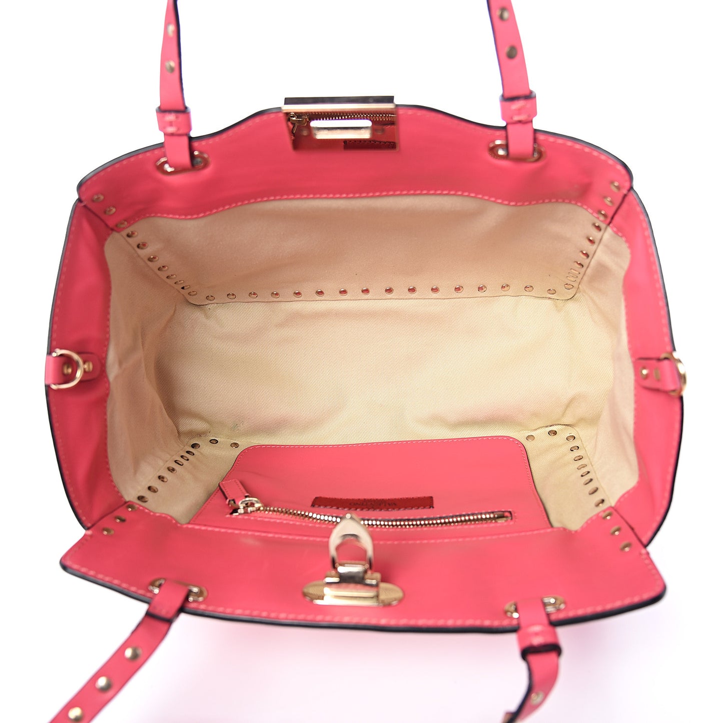 Vitello Small Rockstud Tote Deep Rose