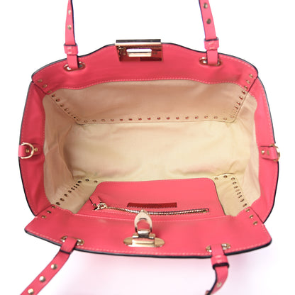 Valentino Garavani Vitello Small Rockstud Tote Deep Rose 4 of 11