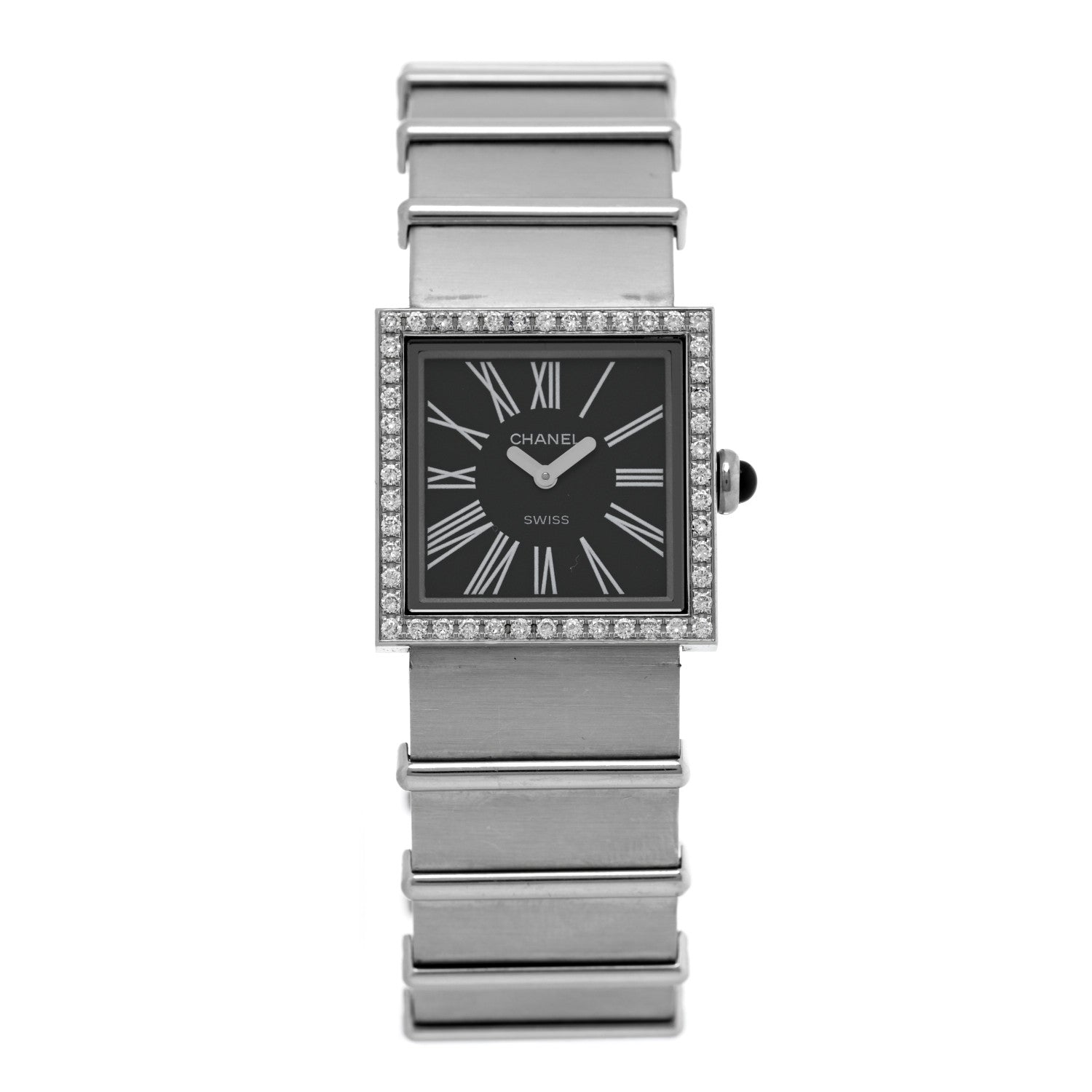 Chanel Stainless Steel Diamond 23mm Mademoiselle Quartz Watch Black 1 of 4