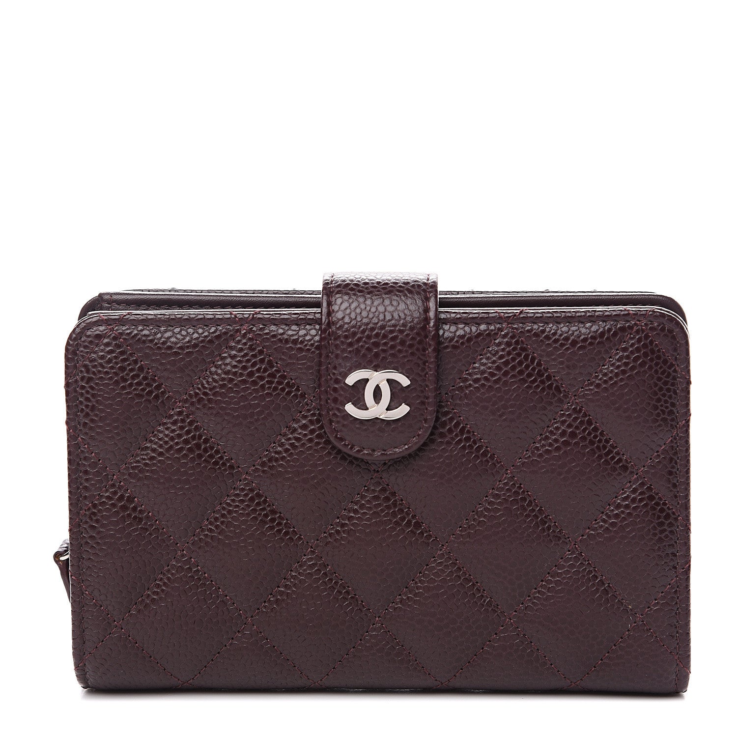 Chanel Caviar Quilted Zipped Pocket Wallet Burgundy 1 of 8