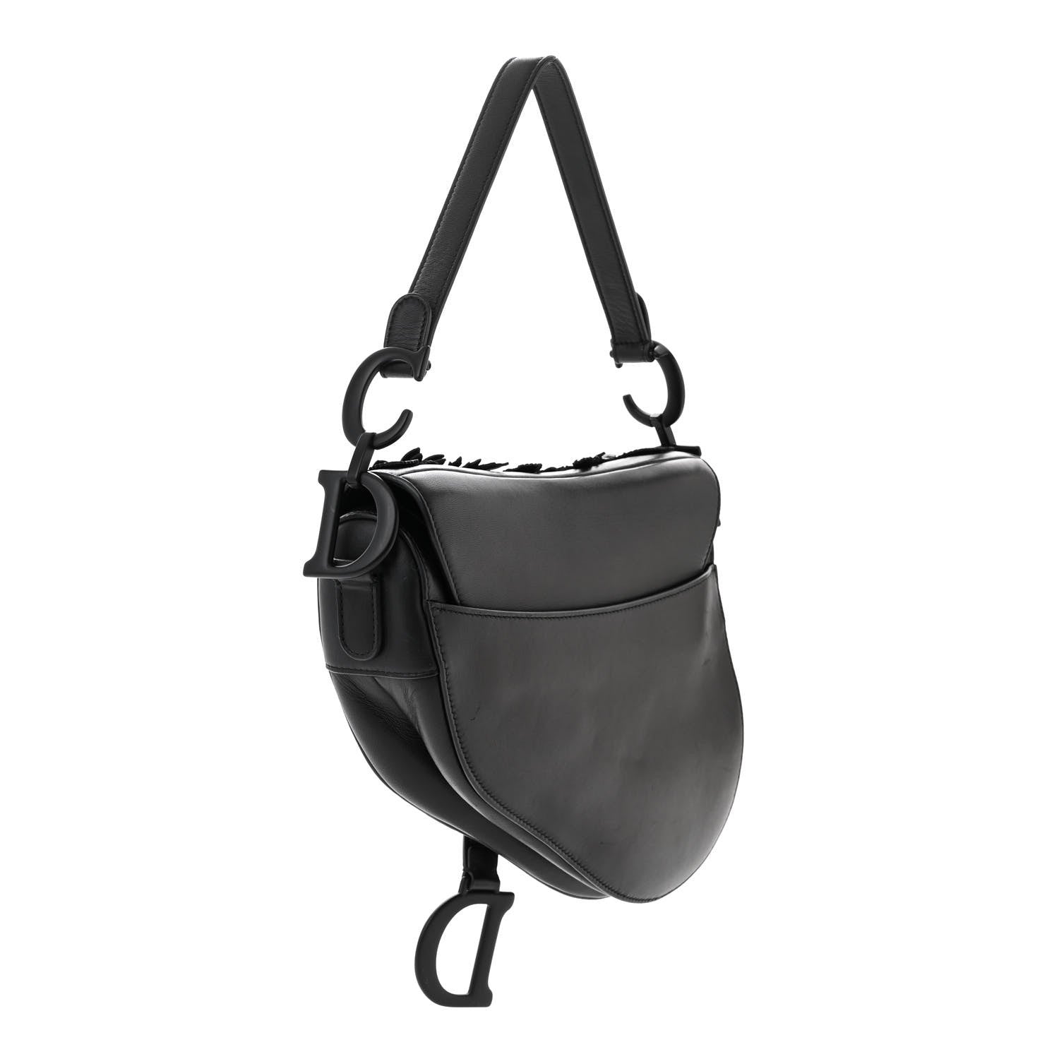 Christian Dior Lambskin 3D Floral Saddle Bag Black 3 of 10