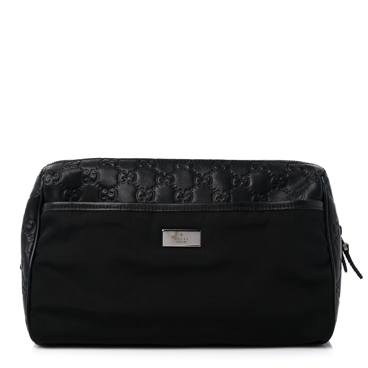 Gucci Nylon Guccissima Zip Top Pouch Black 1 of 12