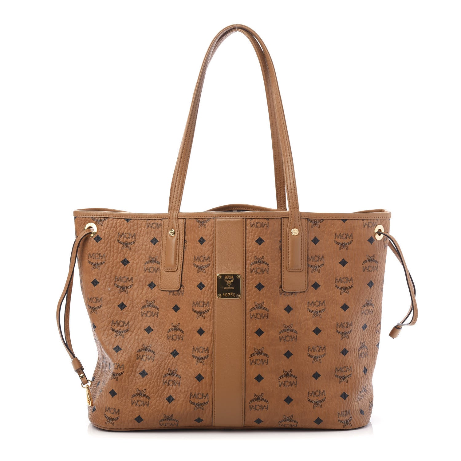 MCM Visetos Medium Liz Reversible Shopper Tote Cognac 1 of 15