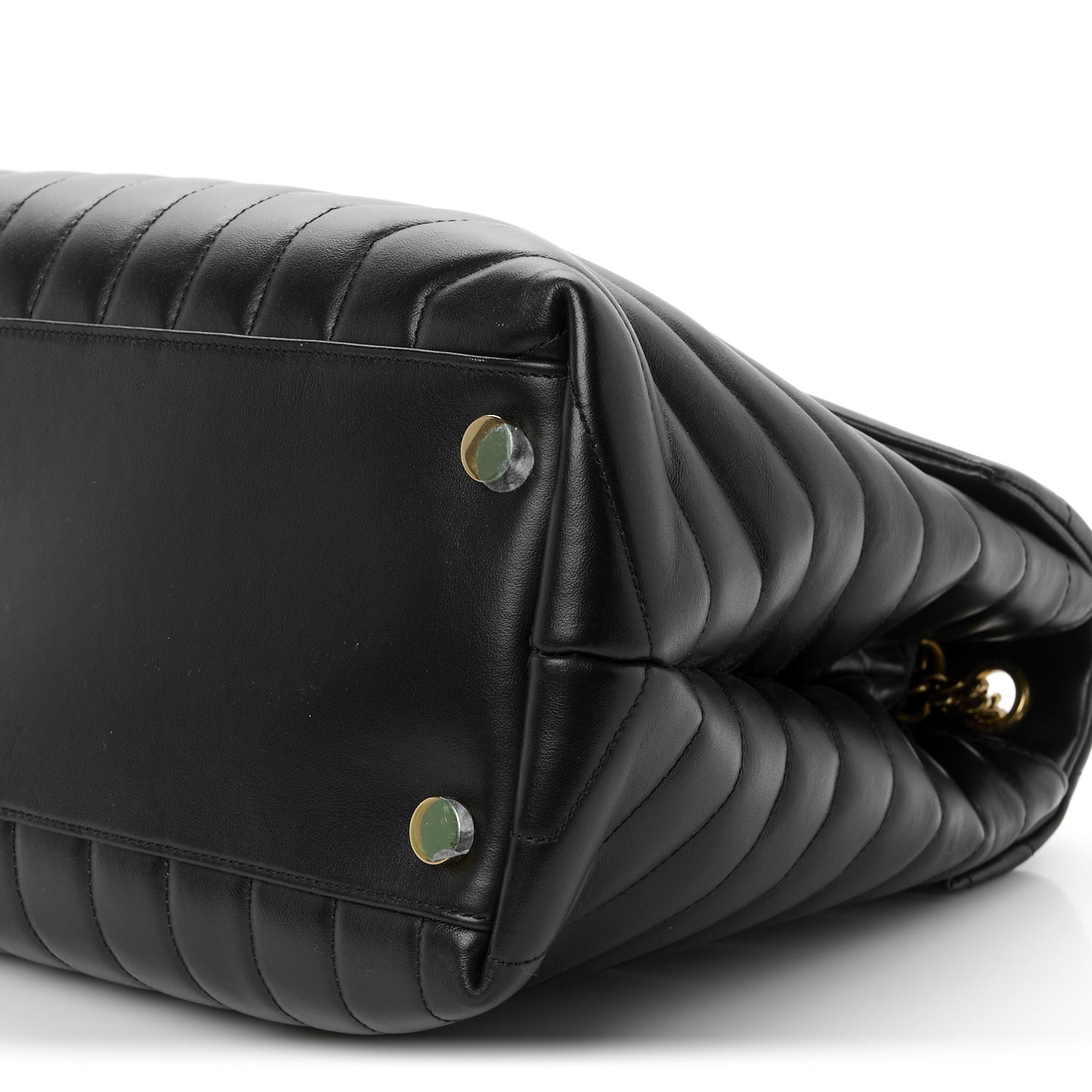 Calfskin Y Quilted Monogram Large Loulou Chain Satchel Black
