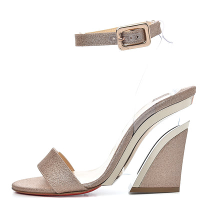 Christian Louboutin PVC Glitter Levitallo 100 Sandals 38.5 Nude 1 of 10