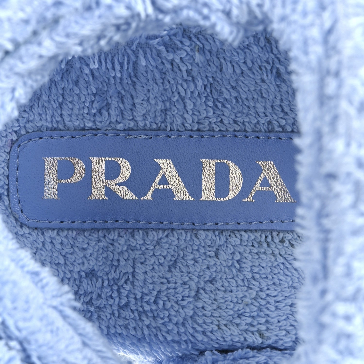 Prada Terry Cloth Metal Triangle Logo Double Strap Slingback Lug Sole 20mm Sandals 36 Celeste 8 of 9