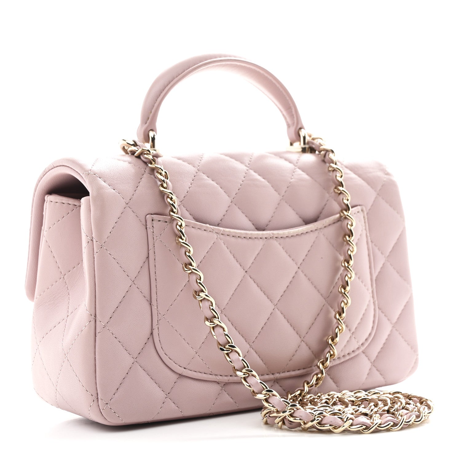 Chanel Lambskin Quilted Mini Top Handle Rectangular Flap Light Pink 3 of 11