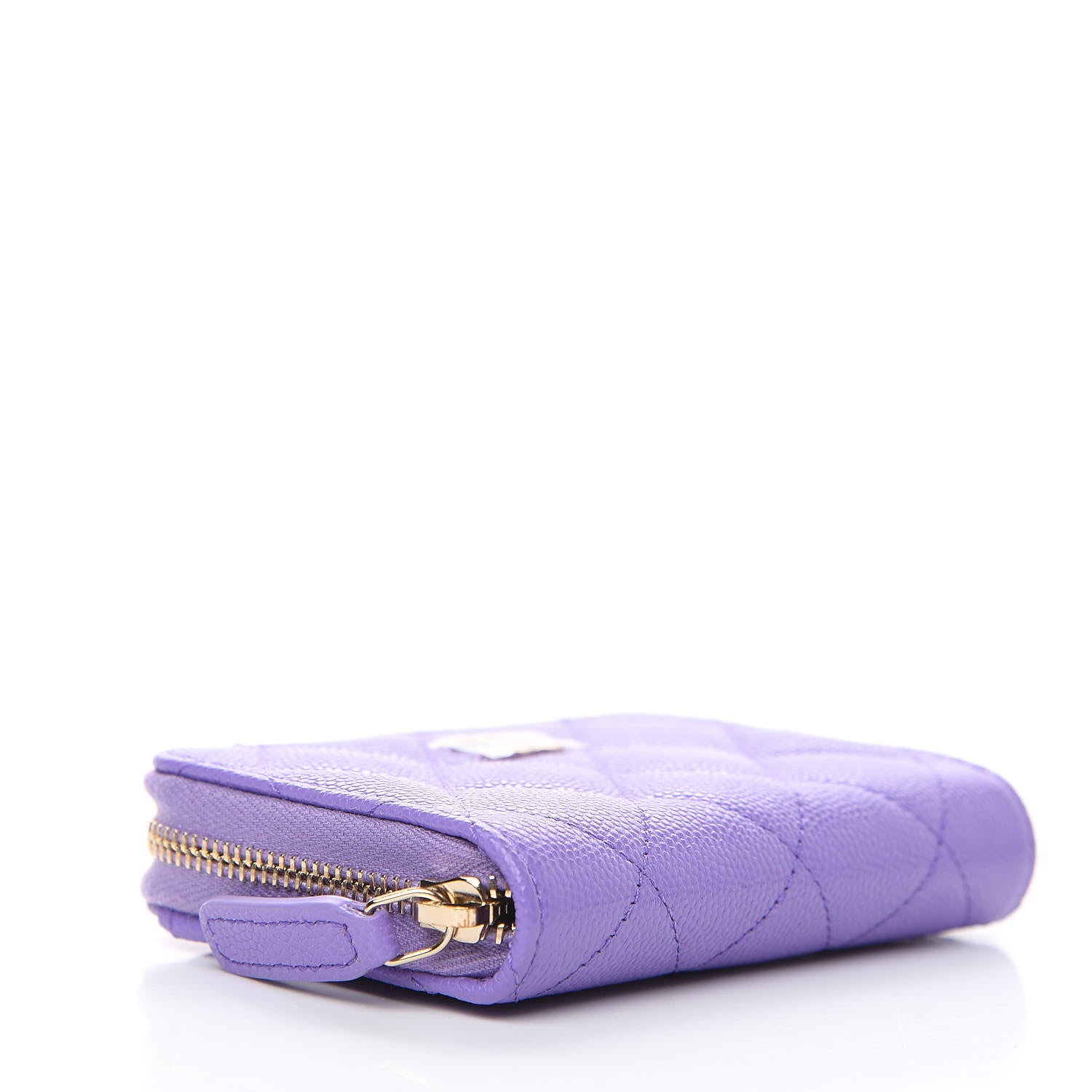 Chanel Caviar Quilted Zip Around Coin Purse Wallet Purple 3 of 6