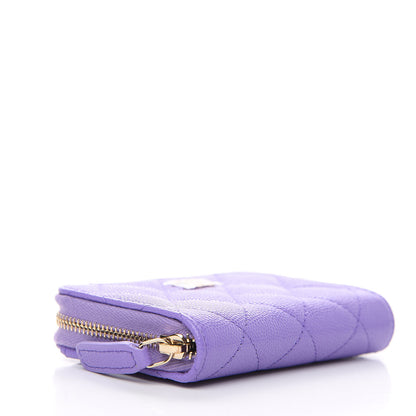 Chanel Caviar Quilted Zip Around Coin Purse Wallet Purple 3 of 6