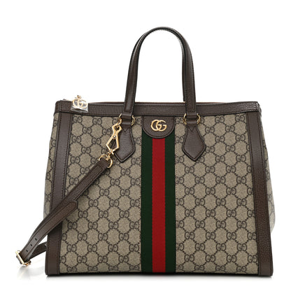 Gucci GG Supreme Monogram Web Medium Ophidia Tote Bag Brown 1 of 10