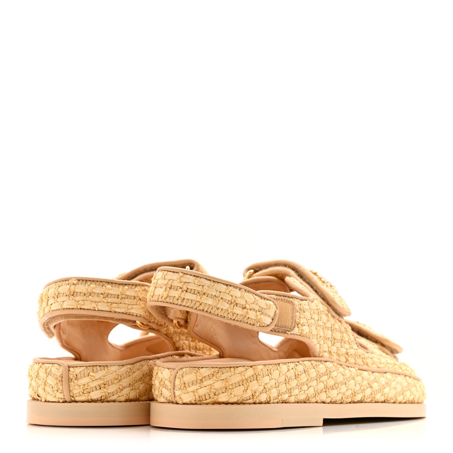 Braided Fabric Velcro Dad Sandals 36.5 Beige