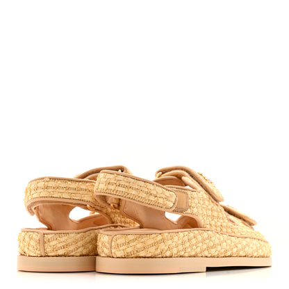 Chanel Braided Fabric Velcro Dad Sandals 36.5 Beige 5 of 13