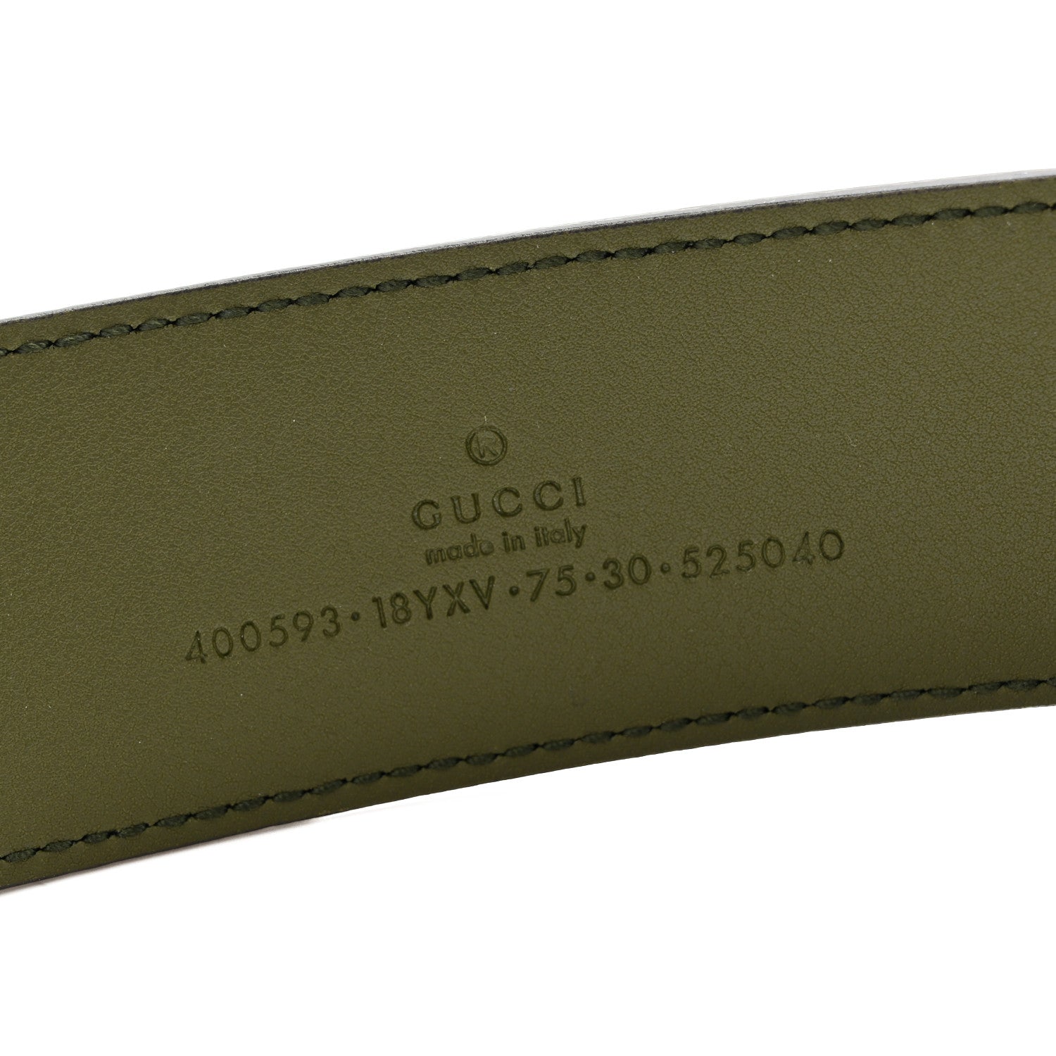 Gucci Azalea Calfskin Enamel Monochrome Double G 40mm Belt 75 30 Military Wood 5 of 5