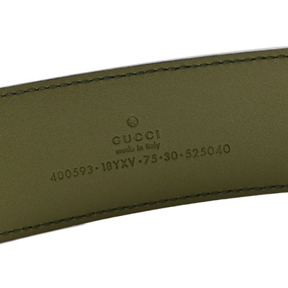 Gucci Azalea Calfskin Enamel Monochrome Double G 40mm Belt 75 30 Military Wood 5 of 5