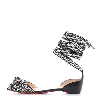Christian Louboutin Grosgrain Shiny Nappa Christeriva Flats 38 Version Black 1 of 9