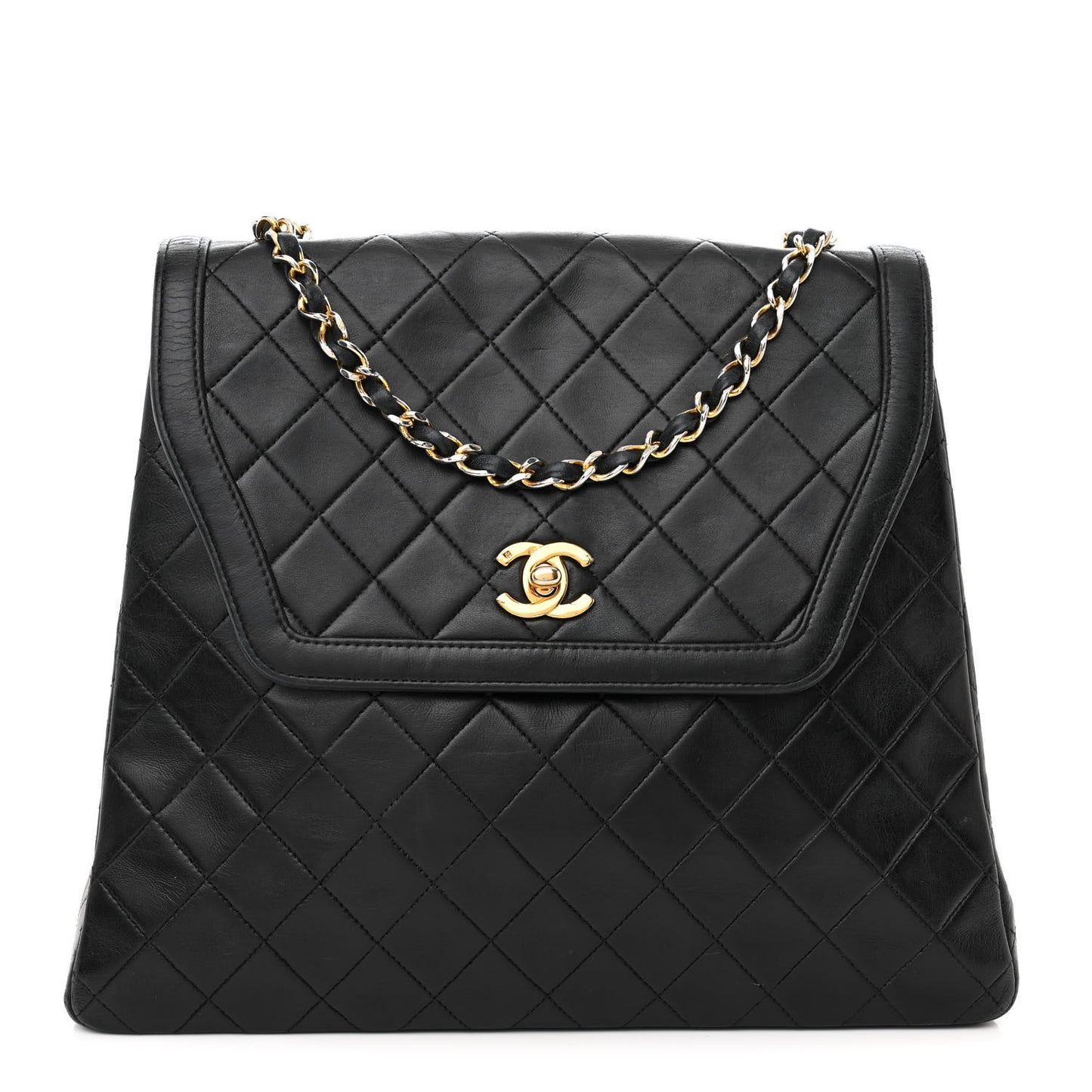 Lambskin Quilted Single Flap Black