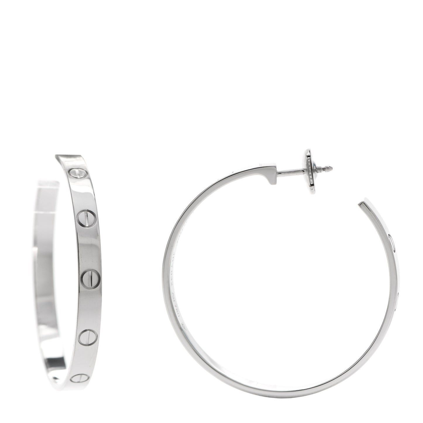 18K White Gold Large LOVE Hoop Earrings
