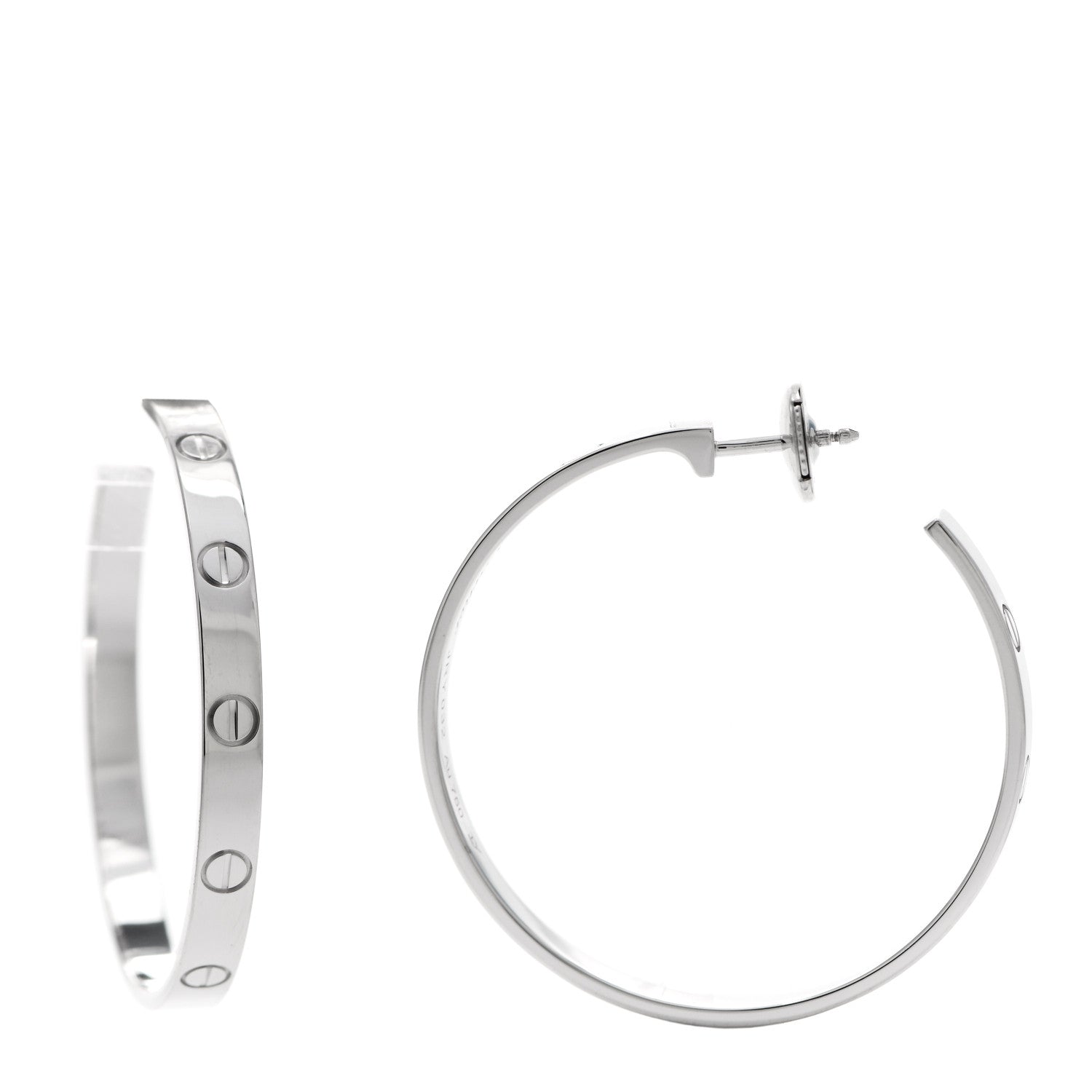 Cartier 18K White Gold Large LOVE Hoop Earrings 1 of 5