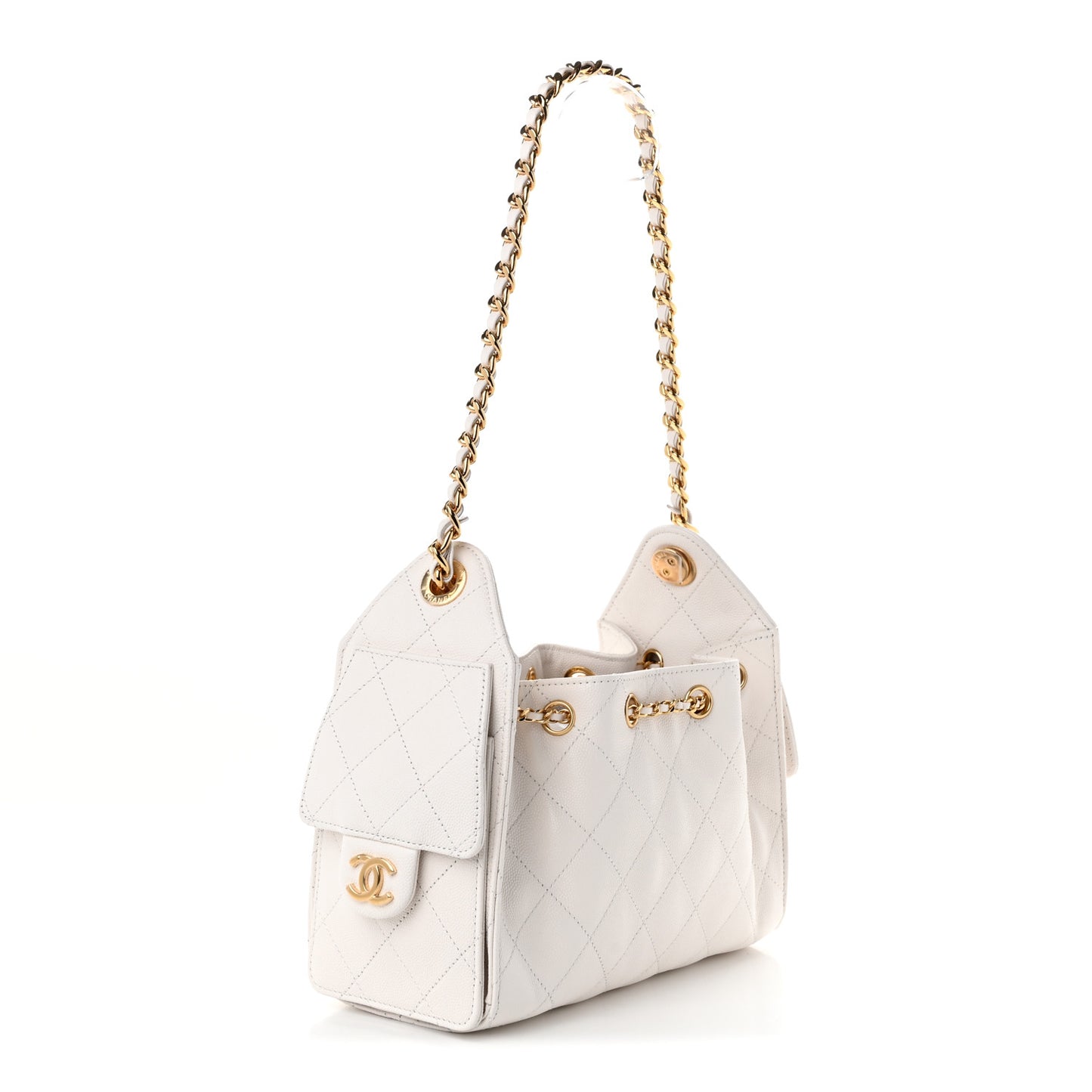 Caviar Quilted Mini Chanel 25 Handbag White