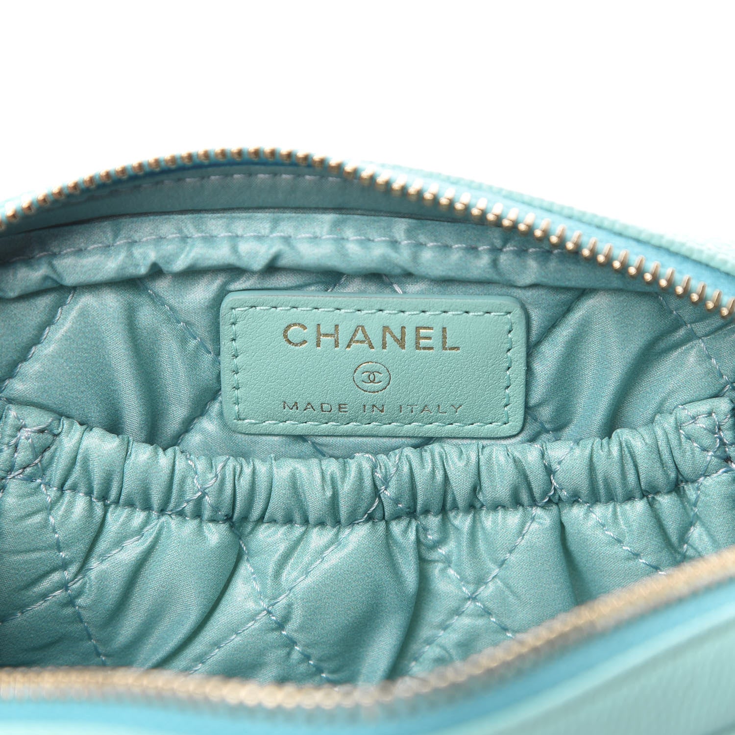 Chanel Caviar Quilted Small Curvy Pouch Cosmetic Case Light Blue 6 of 8