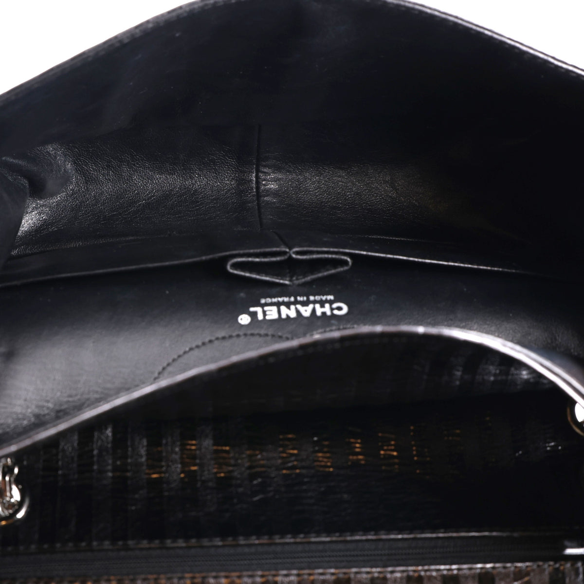 Chanel Metallic Calfskin Striped 2.55 Reissue 226 Flap Black 8 of 13