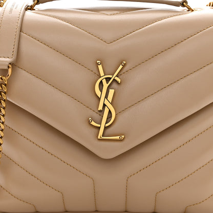 Saint Laurent Calfskin Y Quilted Monogram Small Loulou Chain Satchel Dark Beige 9 of 11