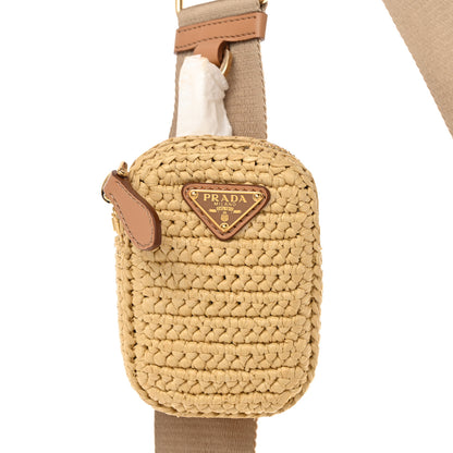 Prada Yarn Raffia Effect Crochet Re-Edition 2005 Shoulder Bag Naturale 8 of 11