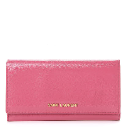 Saint Laurent Patent Grain de Poudre Classic Large Letters Flap Wallet Bubblegum 1 of 10