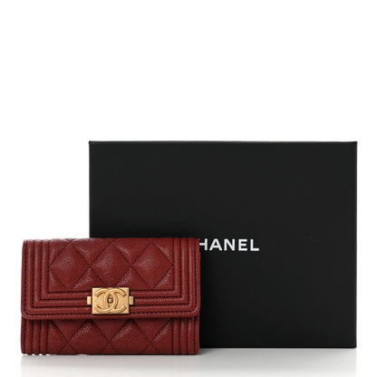 Chanel Caviar Quilted Boy Flap Card Holder Wallet Burgundy 10 of 10