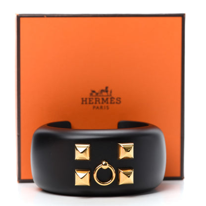 Hermes Pearwood Medor Cuff Bracelet M Black 6 of 6