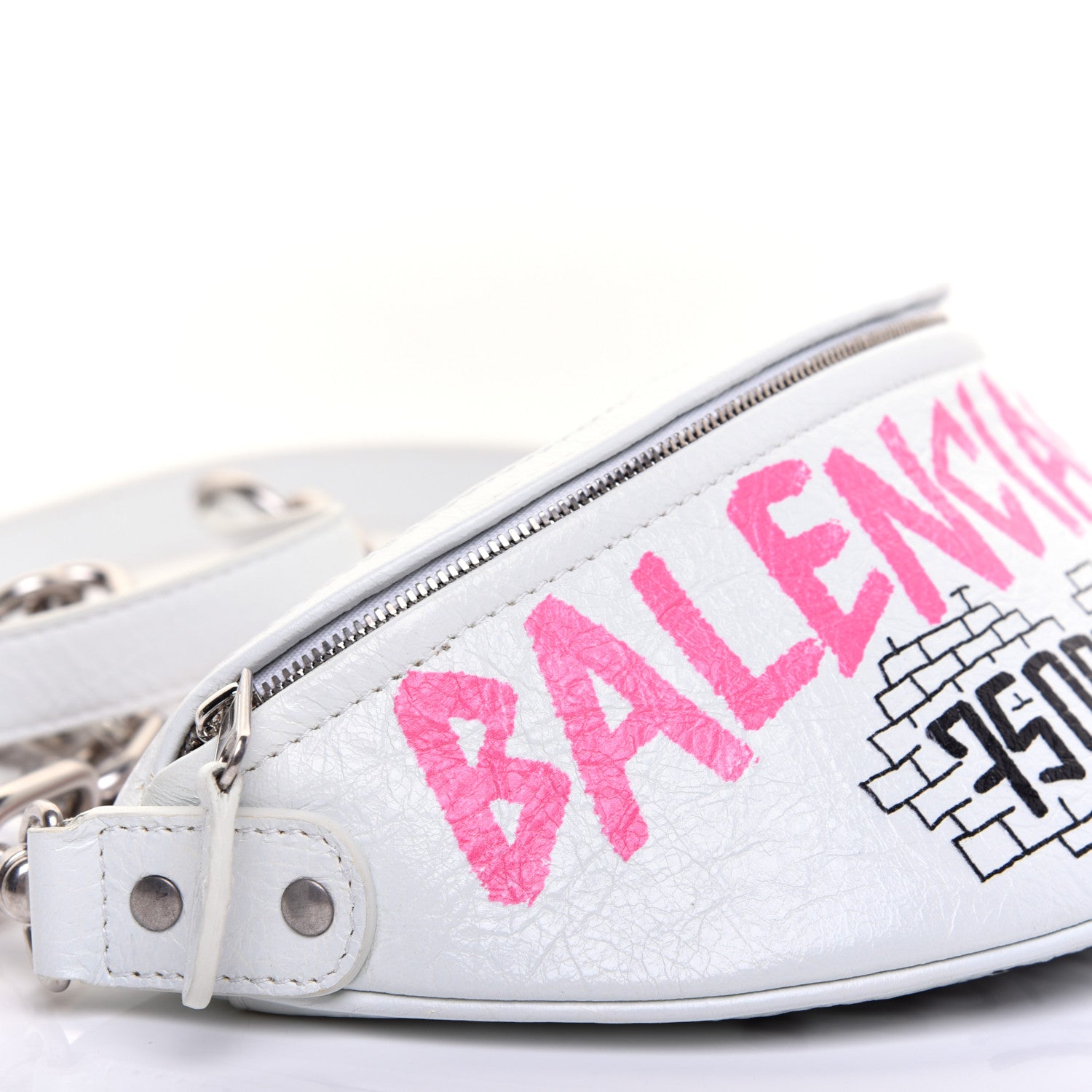 Balenciaga Agneau Arena Graffiti All Over XXS Souvenir Belt Bag White Multicolor 6 of 9