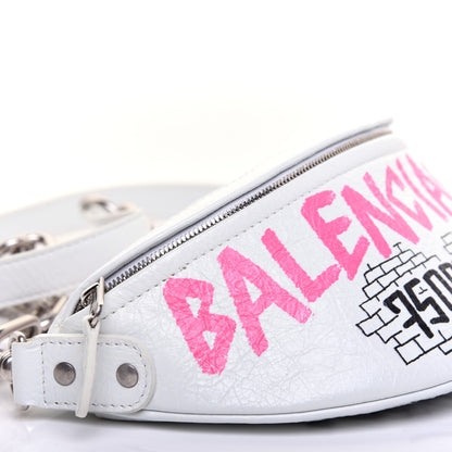 Balenciaga Agneau Arena Graffiti All Over XXS Souvenir Belt Bag White Multicolor 6 of 9