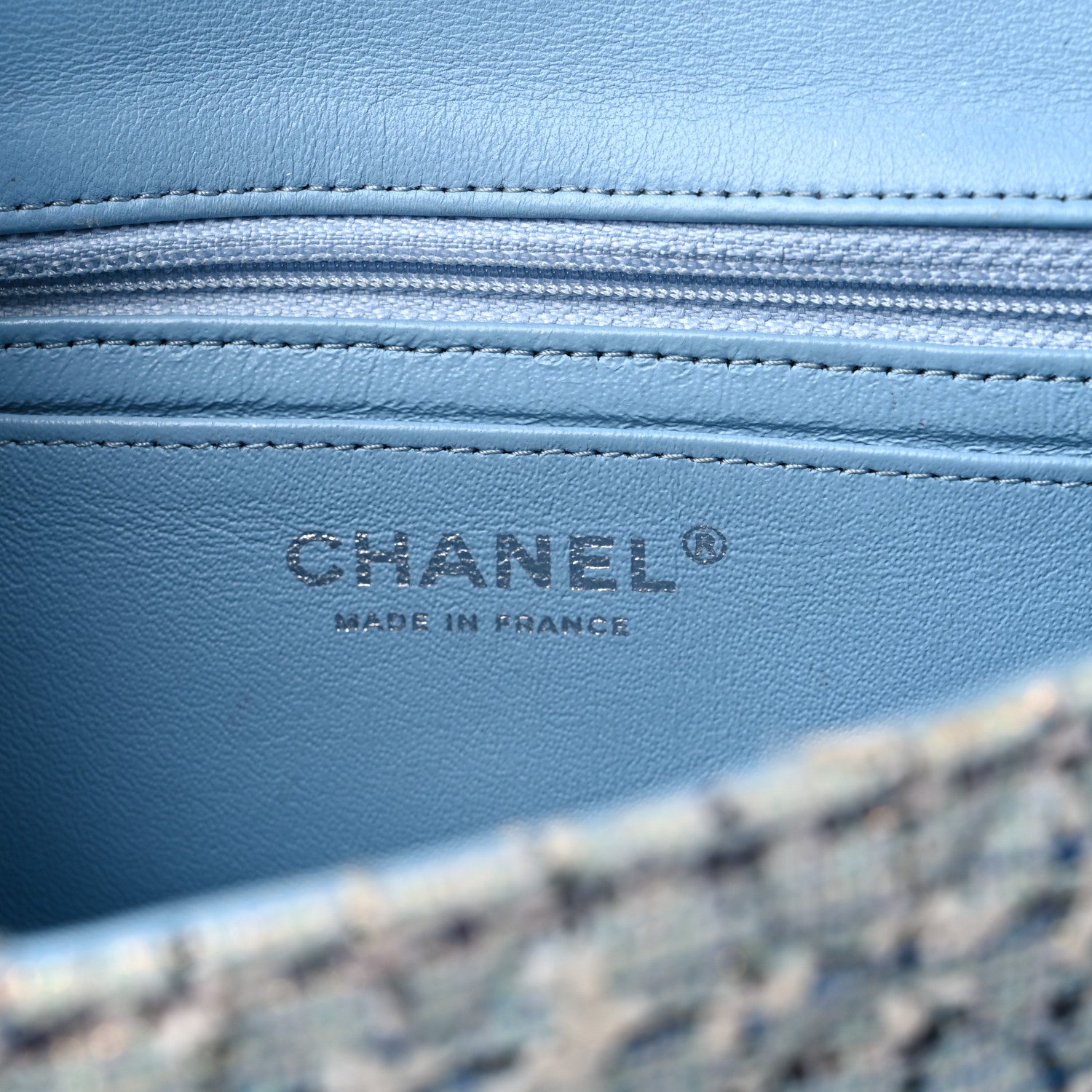 Chanel Tweed Braid Mini Flap Blue White Navy 6 of 12