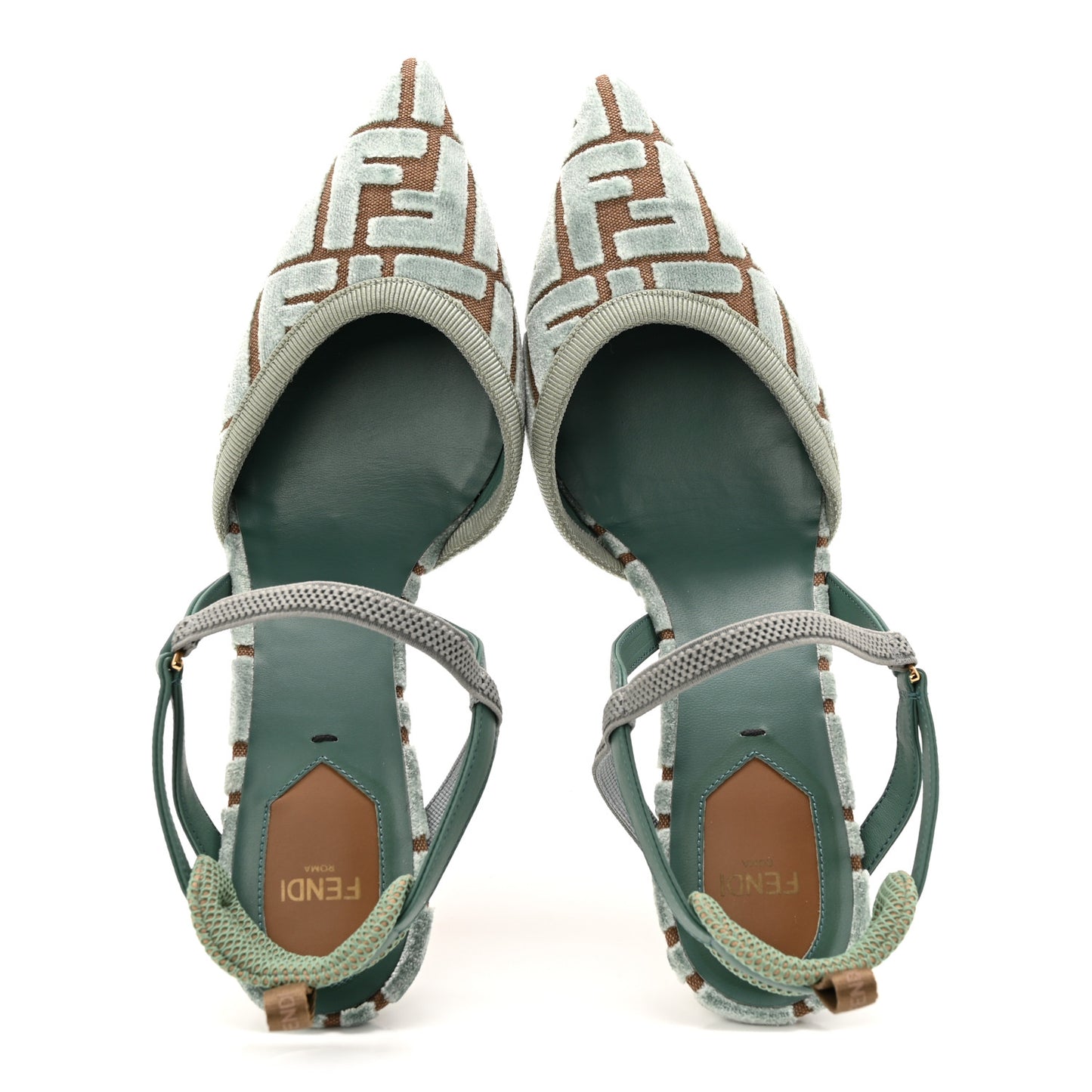 Vitello Grace Velluto FF Colibri 55mm Slingback Pumps 39.5 Menta Oil 39.5 Menta Oil Matcha