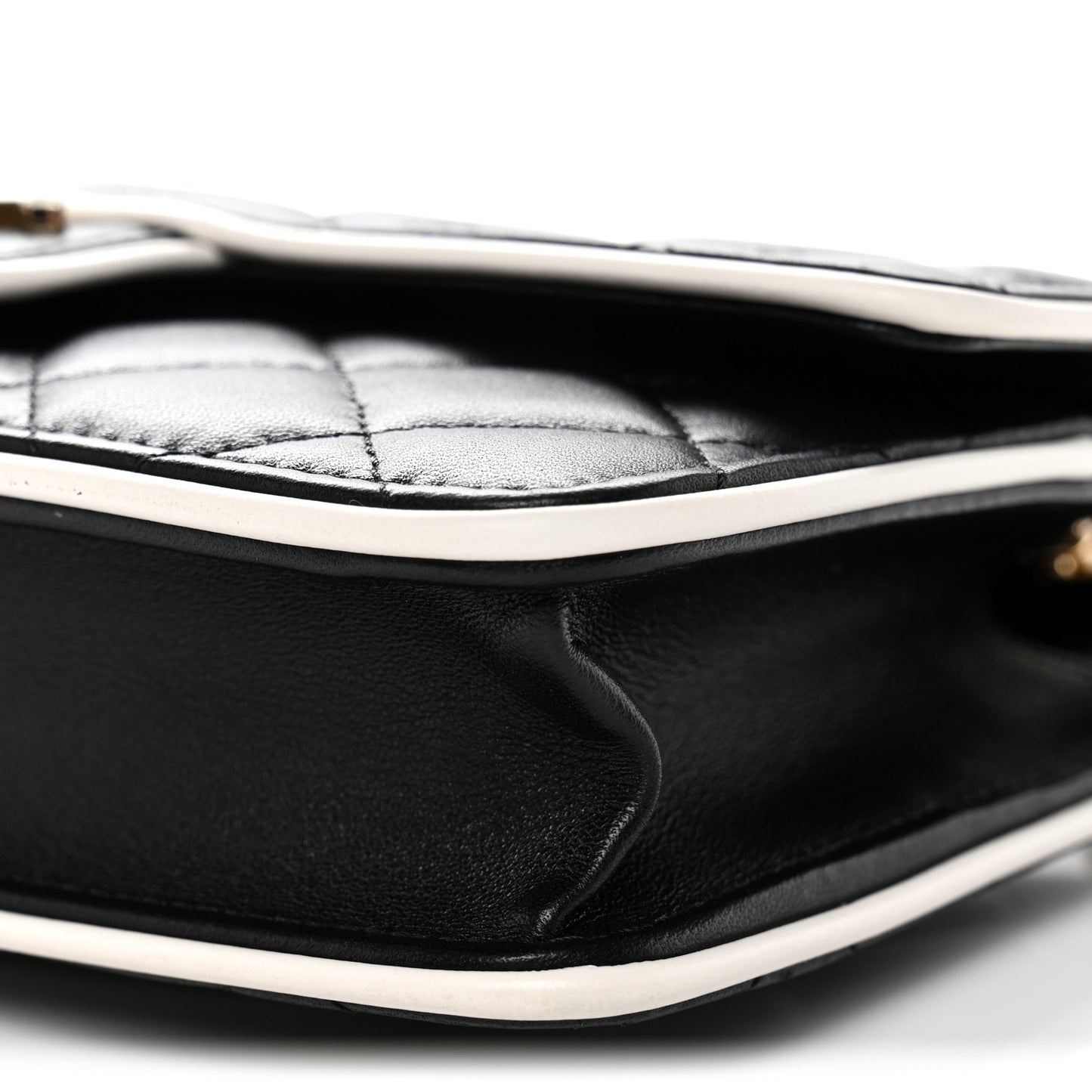 Lambskin Quilted Resin CC Mini Flap Bag Black White