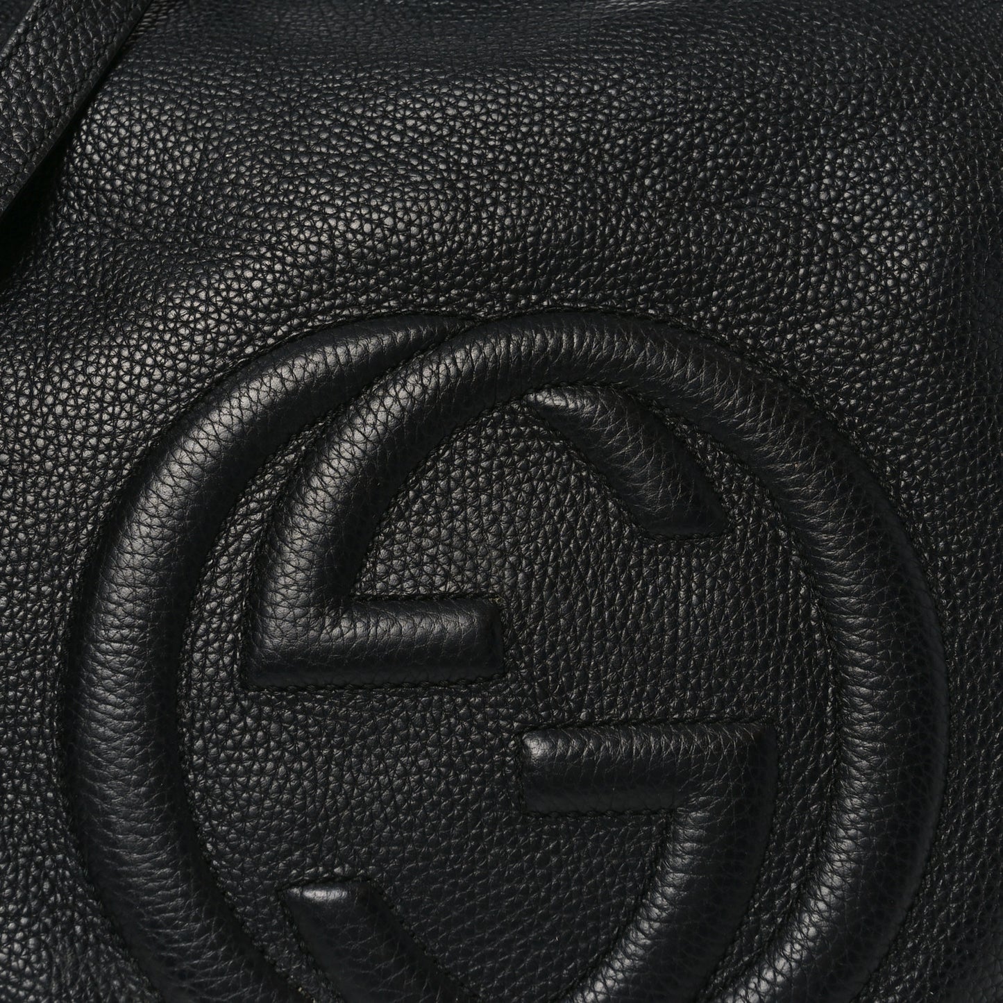 Pebbled Calfskin Large Soho Hobo Black
