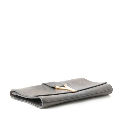 Saint Laurent Lizard Calfskin Embossed Classic Y Ligne Clutch Gray 4 of 7