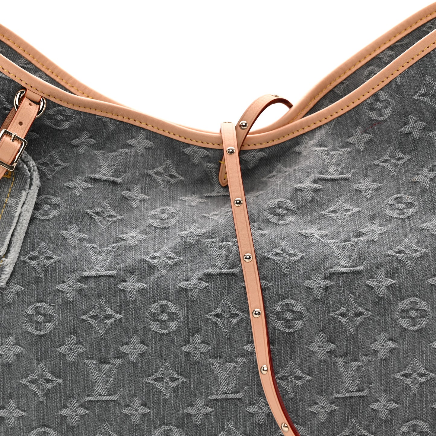 Monogram Denim CarryAll MM Washed Grey