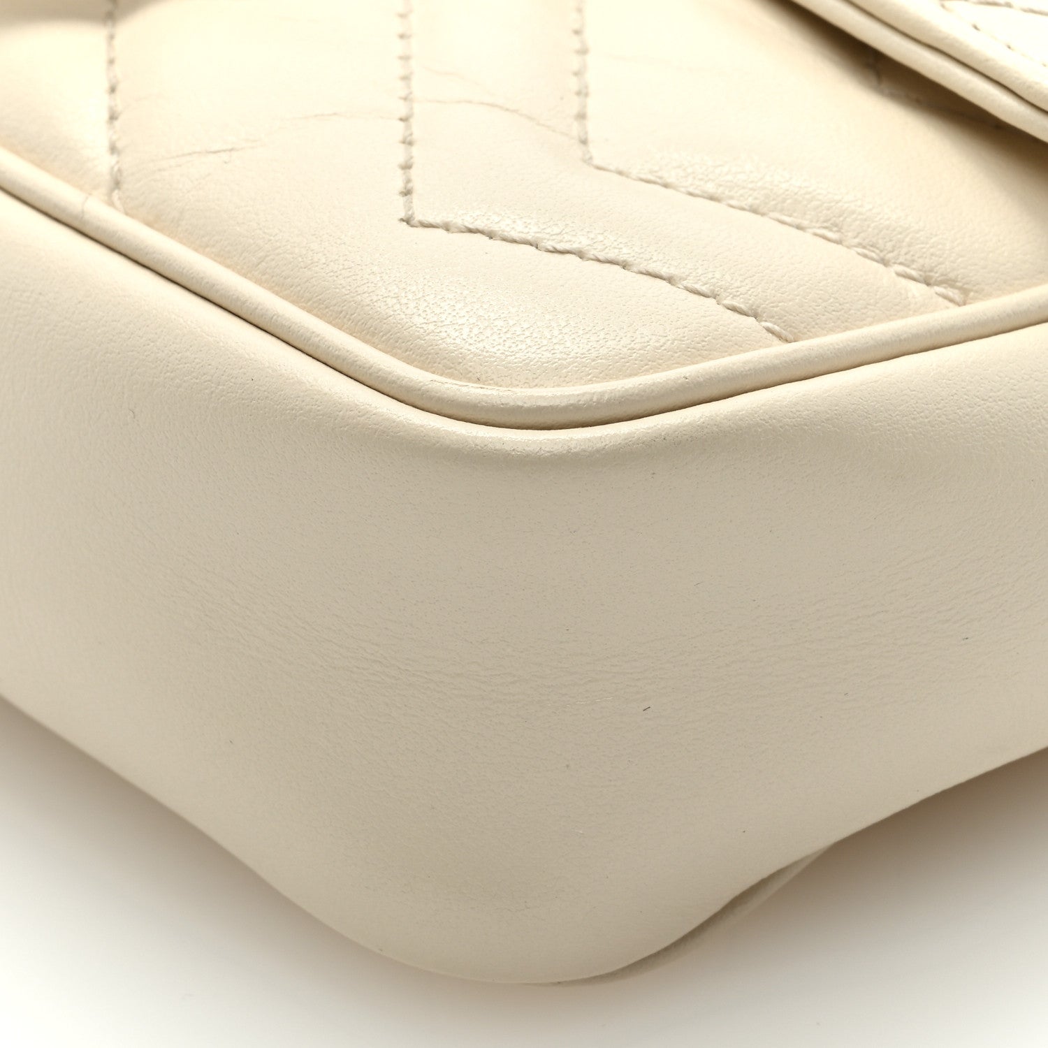 Gucci Calfskin Matelasse Super Mini GG Marmont Shoulder Bag White 8 of 9